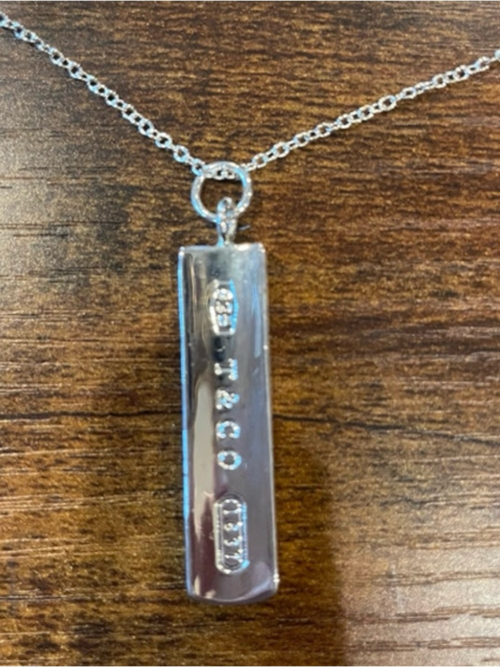 Sterling Silver Vertical Bar Pendant Necklace - Silver